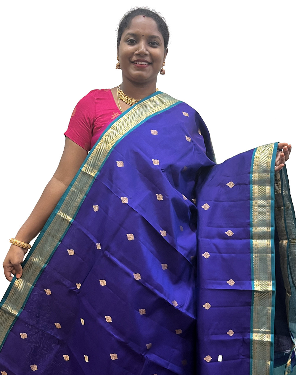 Kanchipuram Silk Buttas Voilet And Rama Green(KSB14)