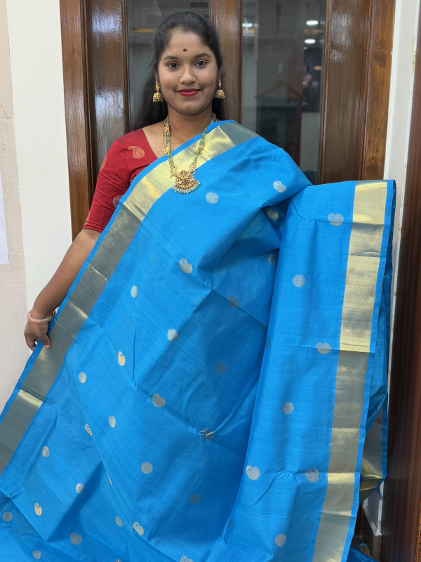 Silk Cotton Medium Body Buttas Self Colour CS Blue(SCMBB66)