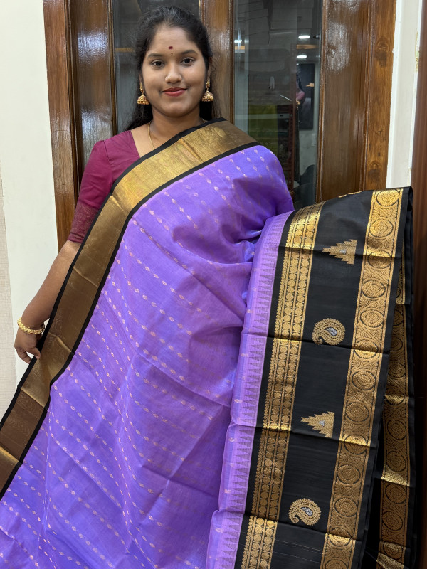 Silk Cotton Kuppadam Side Buttas Lavender And Black(SCKTSB3)