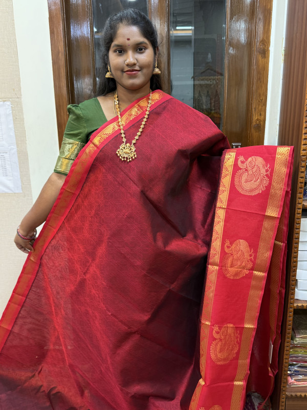 Silk Cotton Jakard Side Buttas Maroon And Red(SCJSB16)