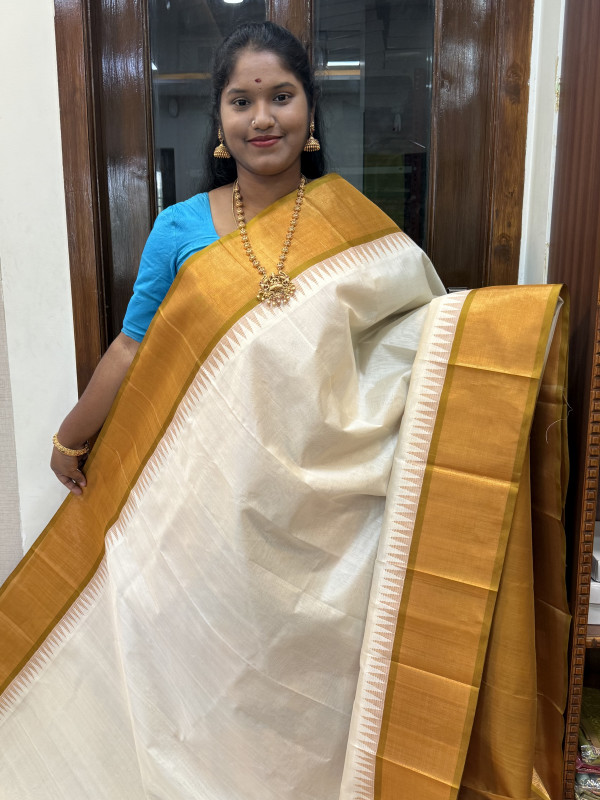 Silk Cotton Kuppadam Plain Off White And Sampangi(SCKTTP76)