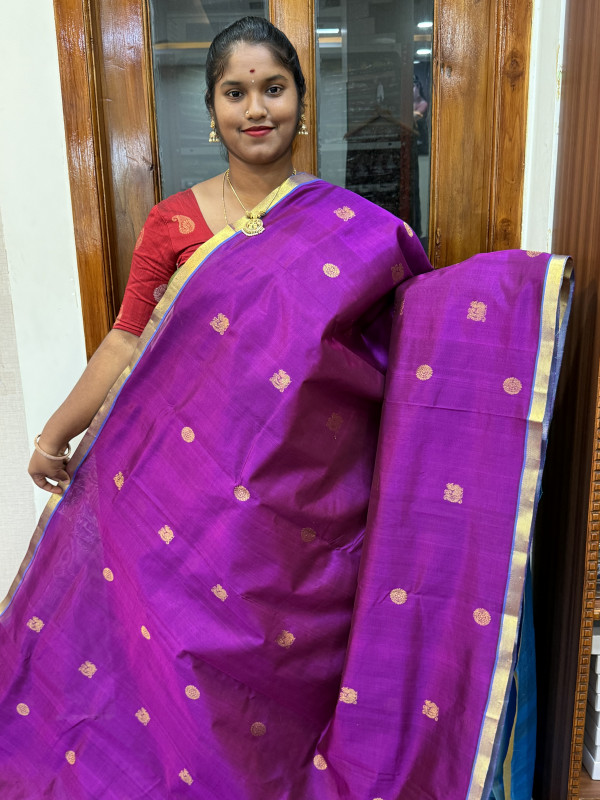 Silk Cotton Medium Body Buttas Magenta And CS Blue(SCMBB87)