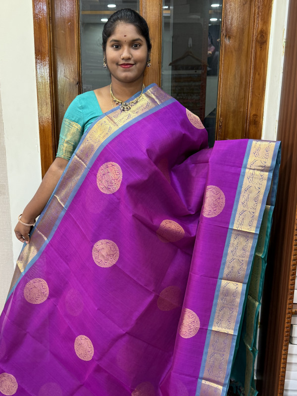 Silk Cotton Body Rich Buttas Purple And Teal(SCBRBS8)