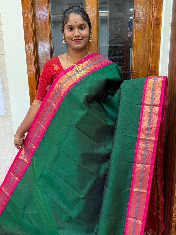 Silk Cotton Korvai Special Green And Pink(SCKSS139)