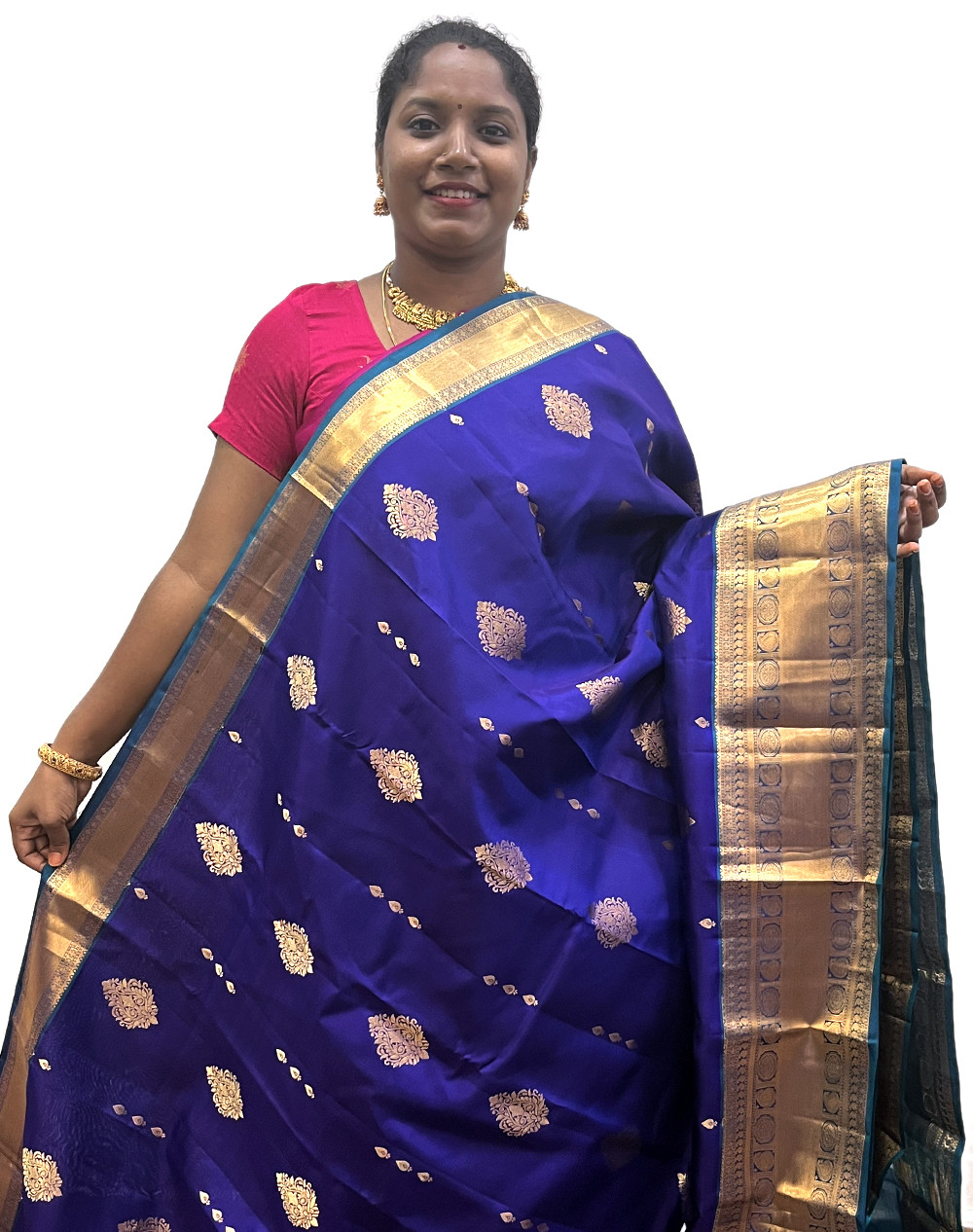 Kanchipuram Silk Buttas Voilet And Rama Green(KSB16)