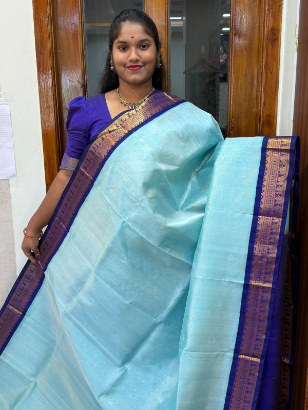 Silk Cotton Korvai Vairaoosi Baby Blue And Violet (VKSC09)