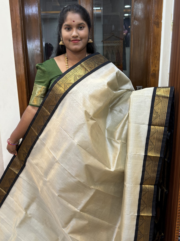 Silk Cotton Korvai Vairaoosi Tussar And Black(SCKVS26)