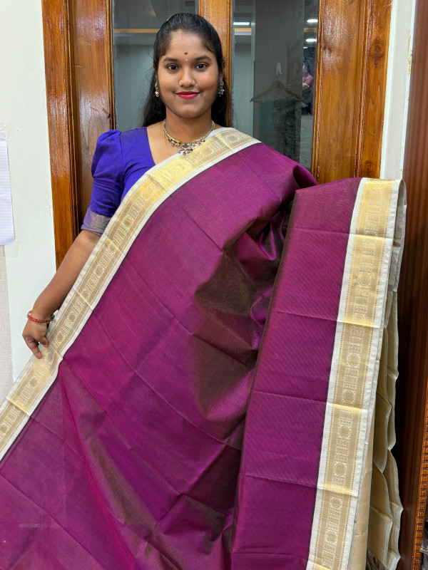 Silk Cotton Korvai Vairaoosi Wine And Grey(VKSC05)